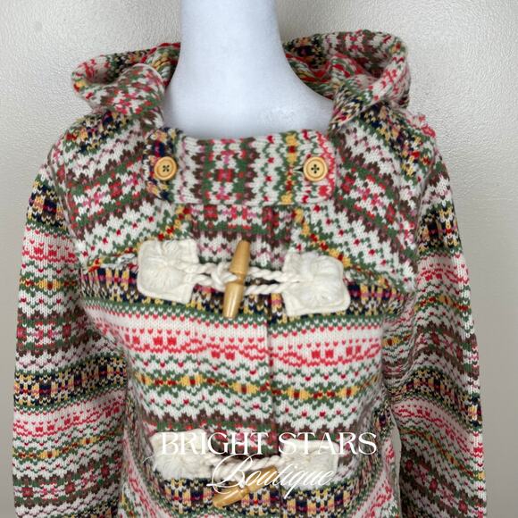 Rare Fair Isle Duffle Coat ASO Sookie Gilmore Girls Multicolor Womens Small Knit - Picture 9 of 13